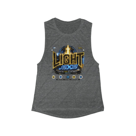 Tank Top — Futuristic Retro Sci‑Fi Fitness Muscle Tank-Light eXe. Graphic