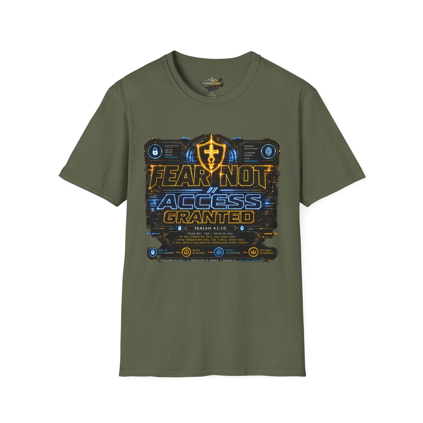 Fear Not Access T-Shirt — Futuristic Guardian Graphic Tee