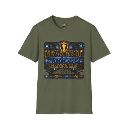 Fear Not Access T-Shirt — Futuristic Guardian Graphic Tee