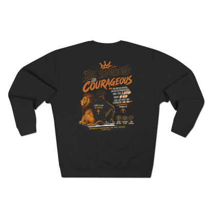 Fearless Lion Crewneck Sweatshirt — "Be Strong and Courageous" Inspirational Graphic