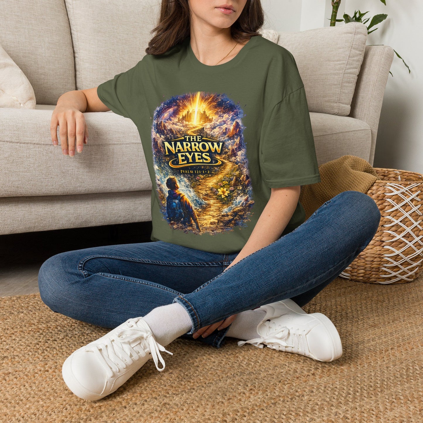 The Narrow Eyes Fantasy T-Shirt — Epic Castle & Mystical Path Graphic Tee