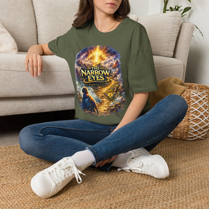 The Narrow Eyes Fantasy T-Shirt — Epic Castle & Mystical Path Graphic Tee