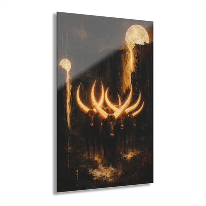 Mystic Moonlight Acrylic Print — Glowing Antler Nightscape (French Cleat Hanging)
