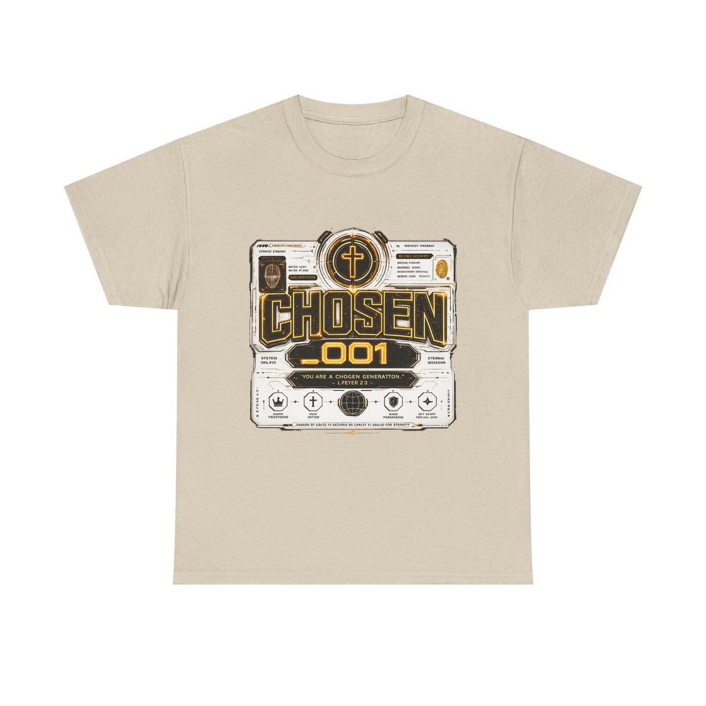 Chosen .001 Graphic Tee — Faith-Inspired Vintage Tech Design