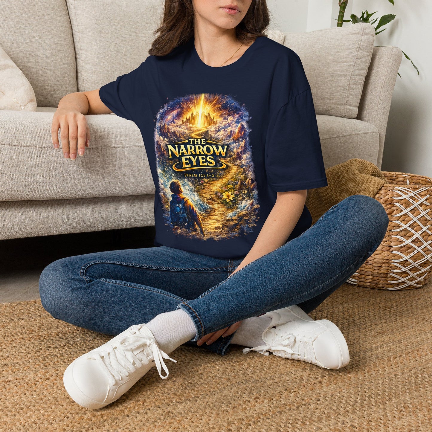 The Narrow Eyes Fantasy T-Shirt — Epic Castle & Mystical Path Graphic Tee