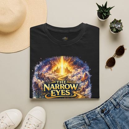 The Narrow Eyes Fantasy T-Shirt — Epic Castle & Mystical Path Graphic Tee