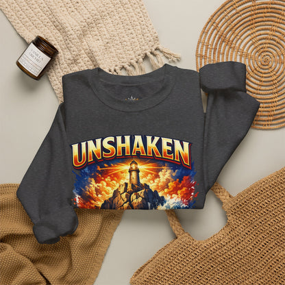 Unshaken Lighthouse Crewneck Sweatshirt — Inspirational Nautical Graphic