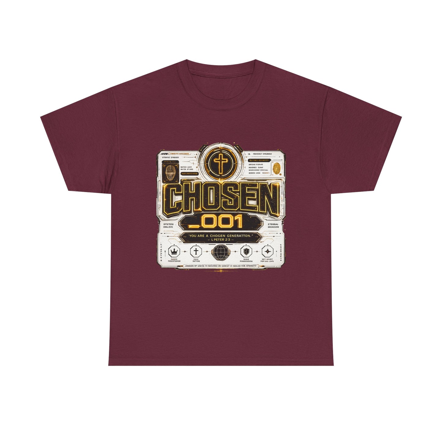 Chosen .001 Graphic Tee — Faith-Inspired Vintage Tech Design