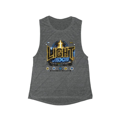 Tank Top — Futuristic Retro Sci‑Fi Fitness Muscle Tank-Light eXe. Graphic