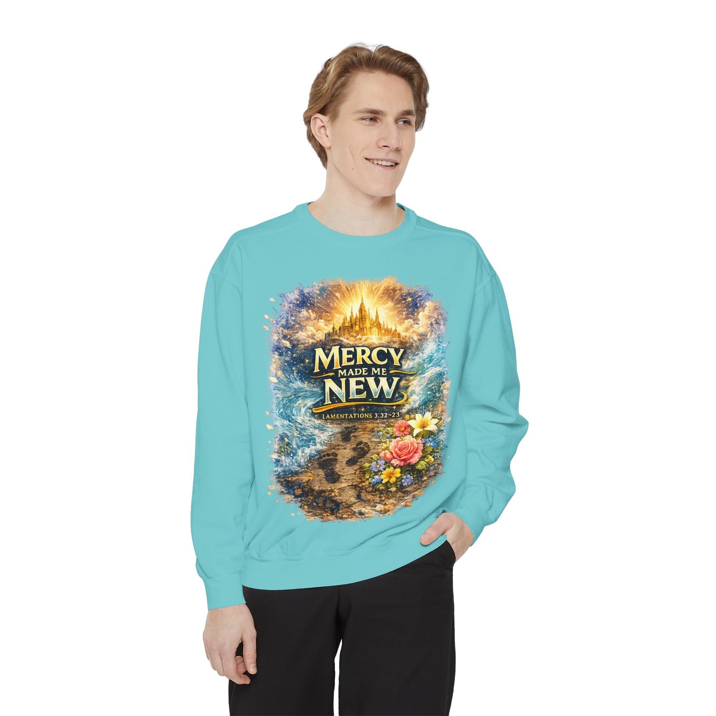 Mercy Made Me New Sweatshirt — Christian Inspirational Crewneck