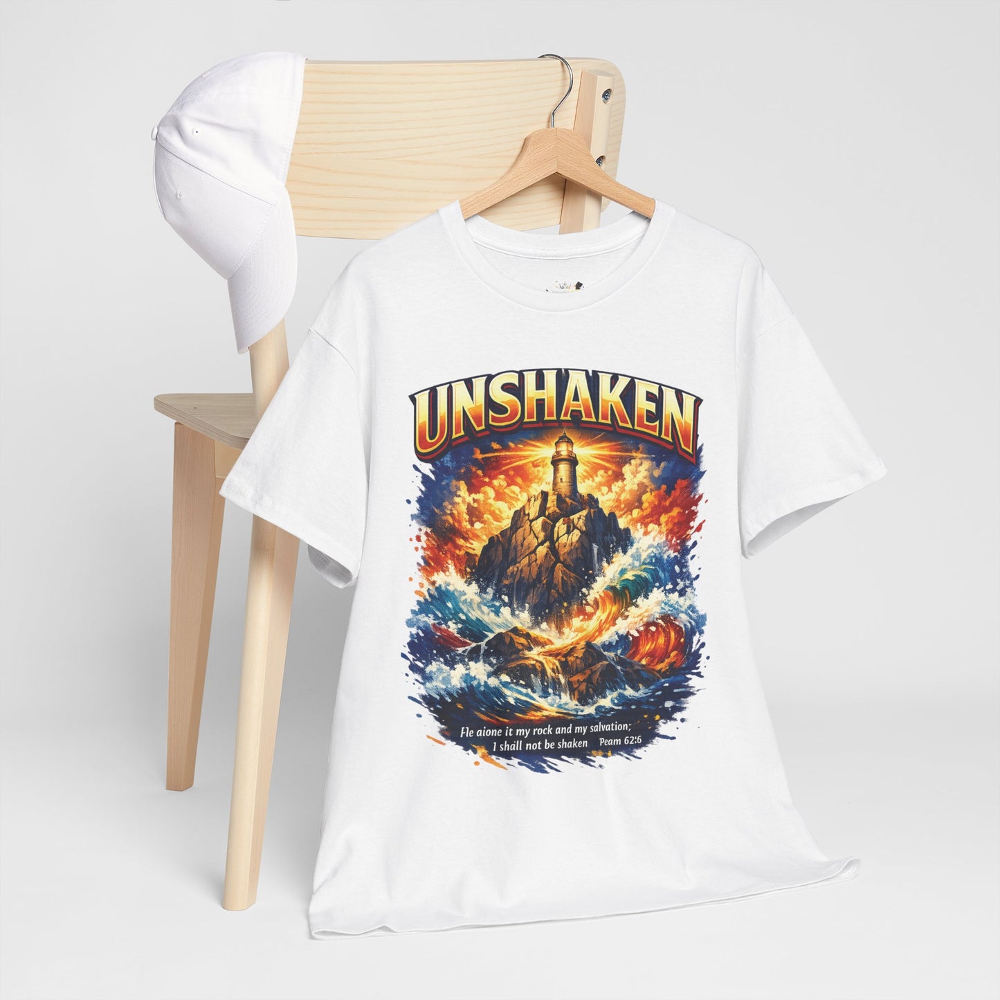 Unshaken Lighthouse Tee — Faith-Inspired Resilient Graphic T-Shirt