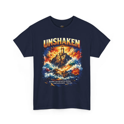 Unshaken Lighthouse Tee — Faith-Inspired Resilient Graphic T-Shirt