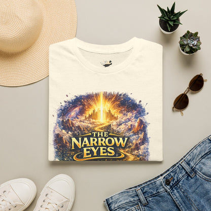 The Narrow Eyes Fantasy T-Shirt — Epic Castle & Mystical Path Graphic Tee