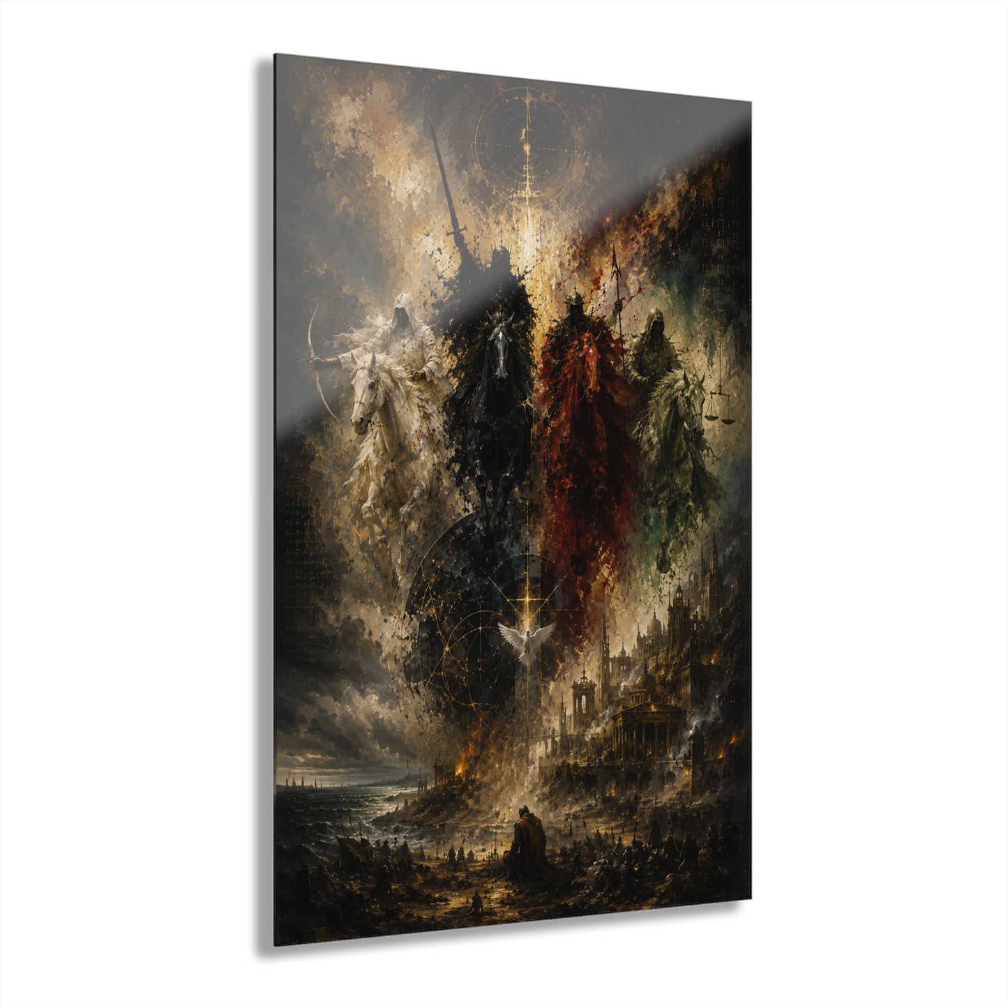 Apocalyptic Fantasy Acrylic Wall Art — Dramatic Four Riders Scene (French Cleat Hanging)
