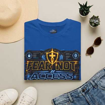Fear Not Access T-Shirt — Futuristic Guardian Graphic Tee