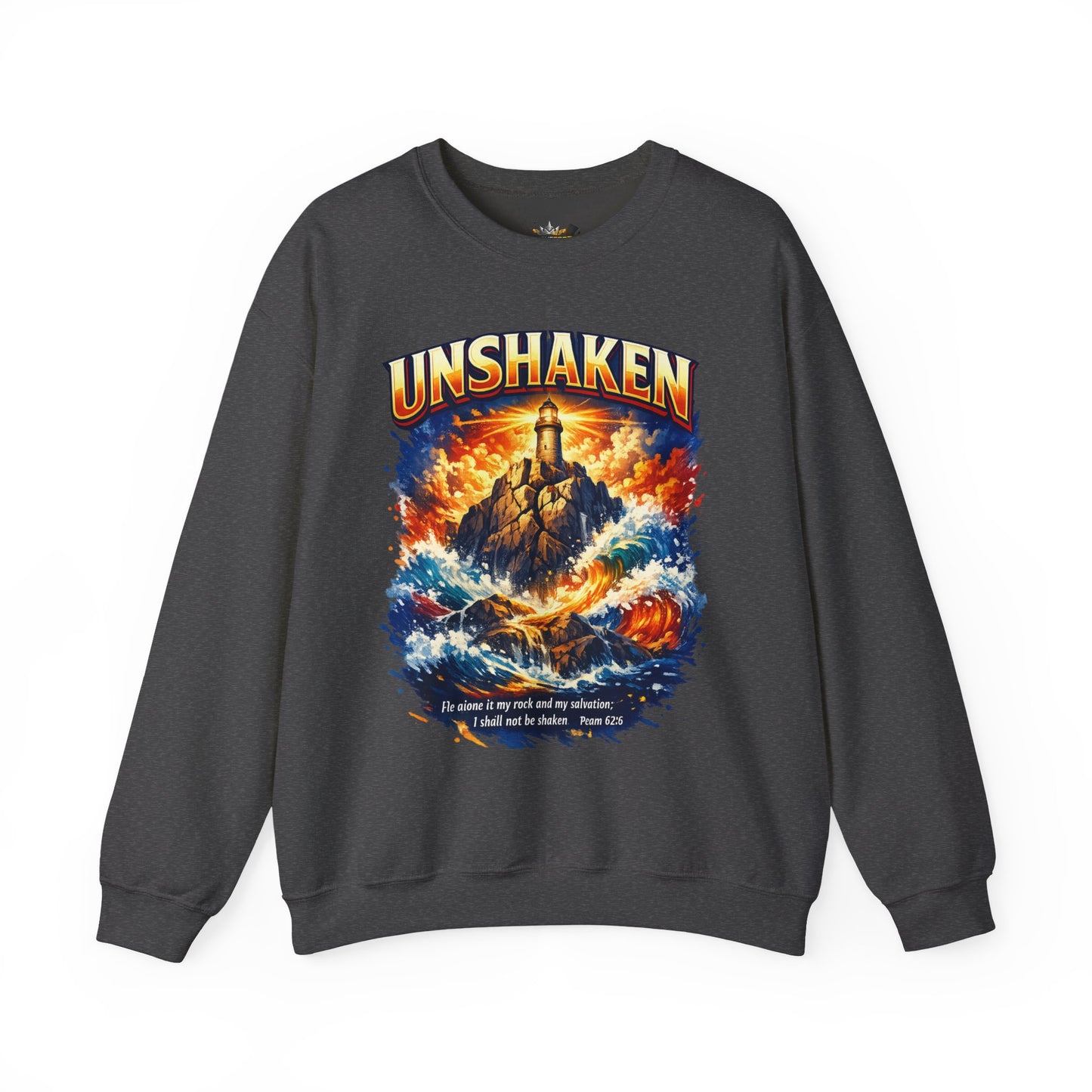 Unshaken Lighthouse Crewneck Sweatshirt — Inspirational Nautical Graphic