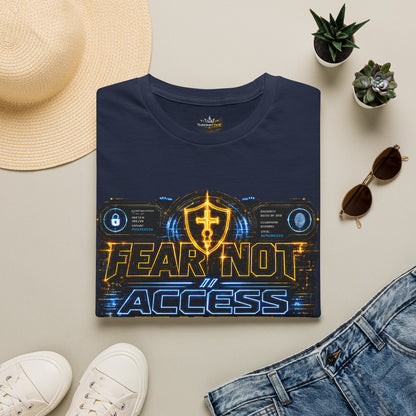 Fear Not Access T-Shirt — Futuristic Guardian Graphic Tee