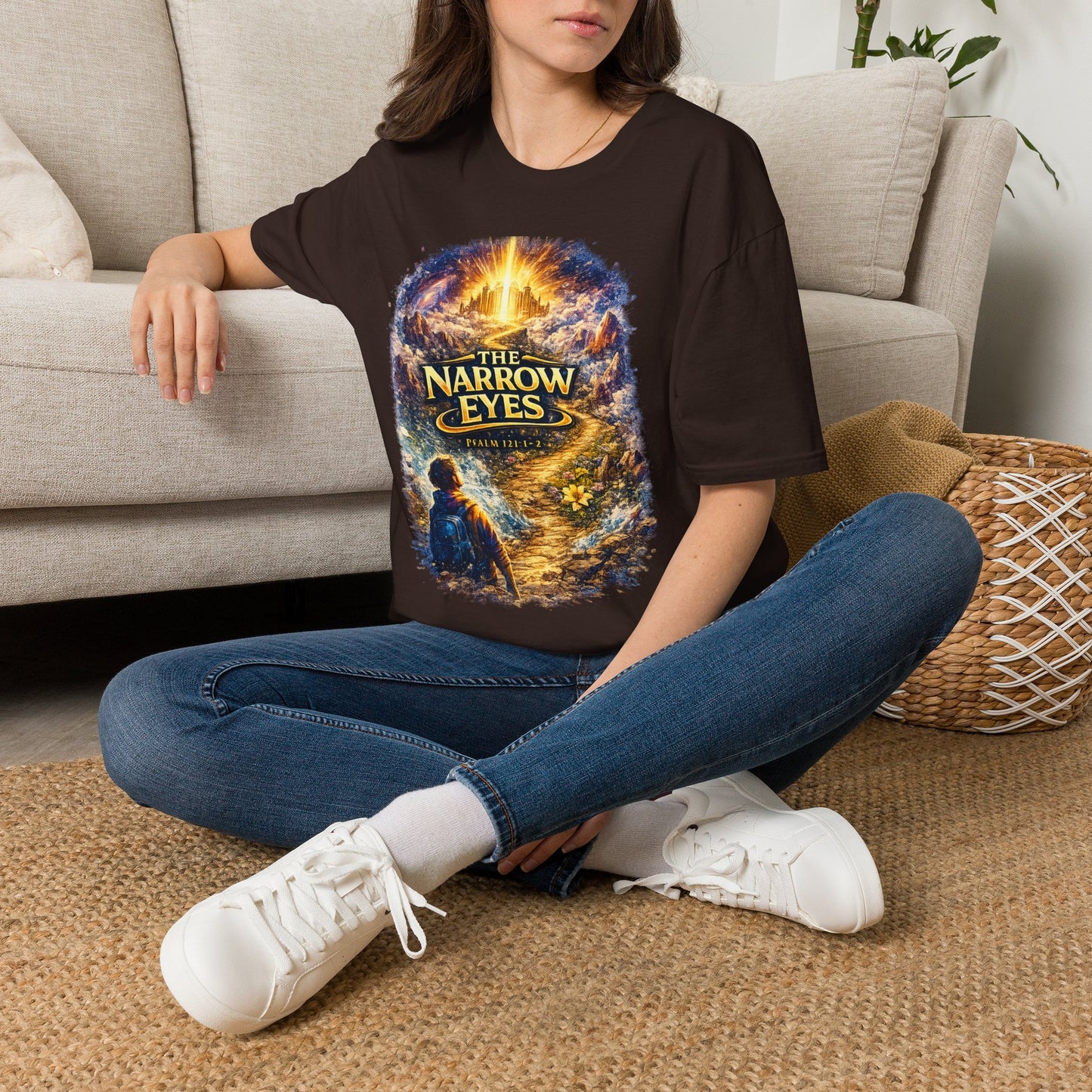 The Narrow Eyes Fantasy T-Shirt — Epic Castle & Mystical Path Graphic Tee