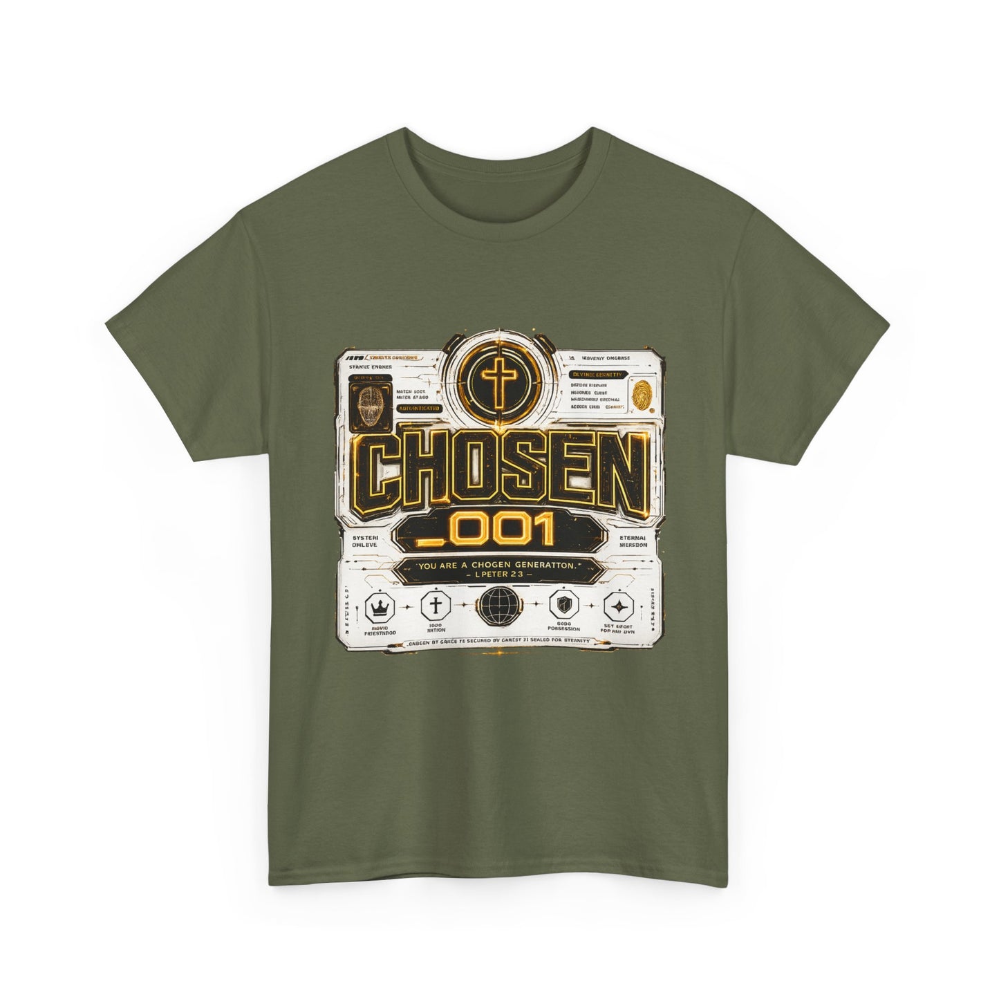 Chosen .001 Graphic Tee — Faith-Inspired Vintage Tech Design