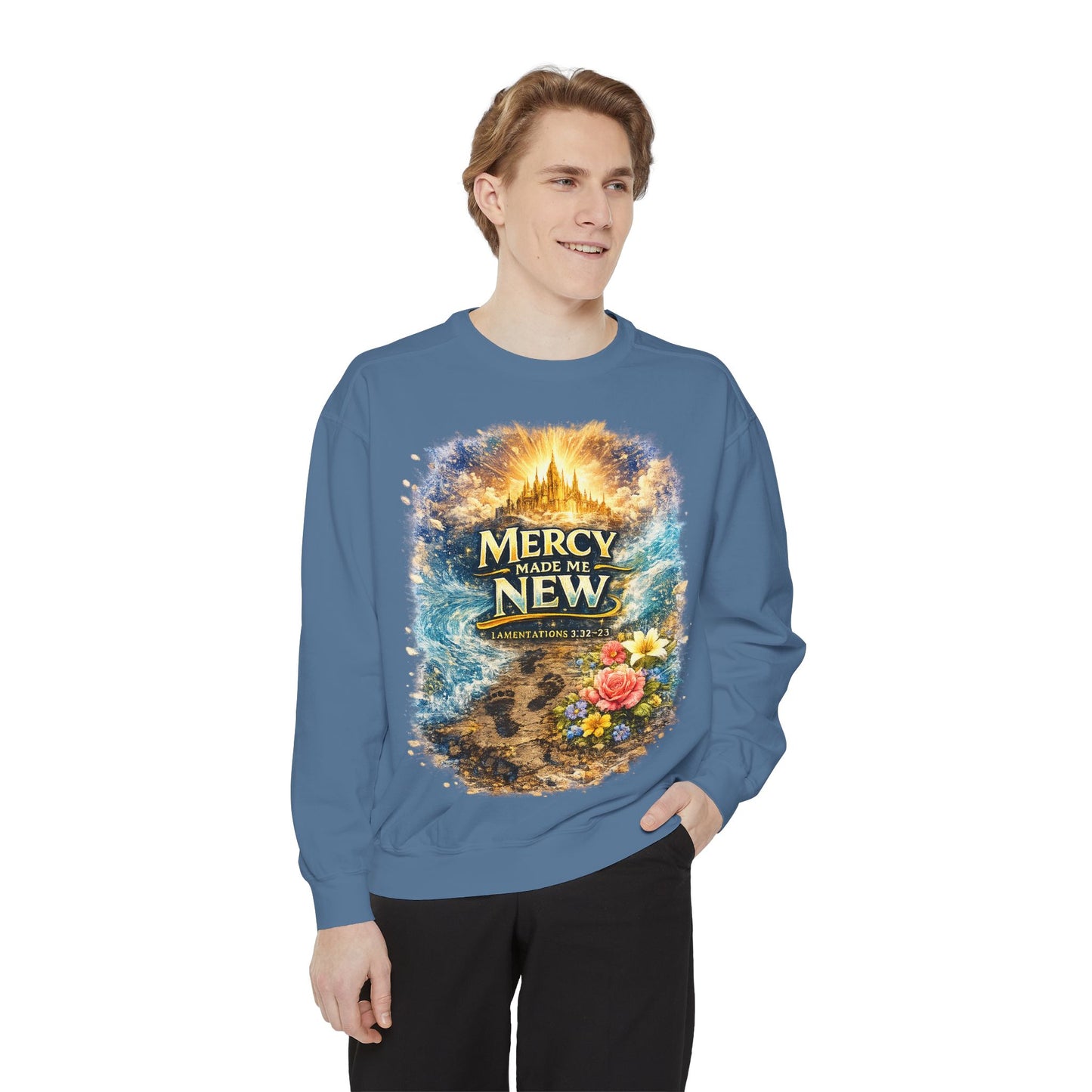 Mercy Made Me New Sweatshirt — Christian Inspirational Crewneck