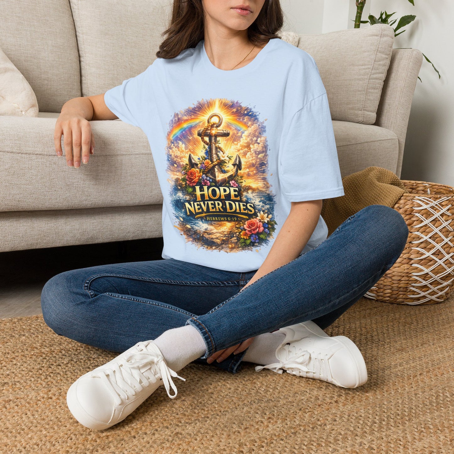 Anchor of Hope T-Shirt — "Hope Never Dies" Spiritual Nautical Tee
