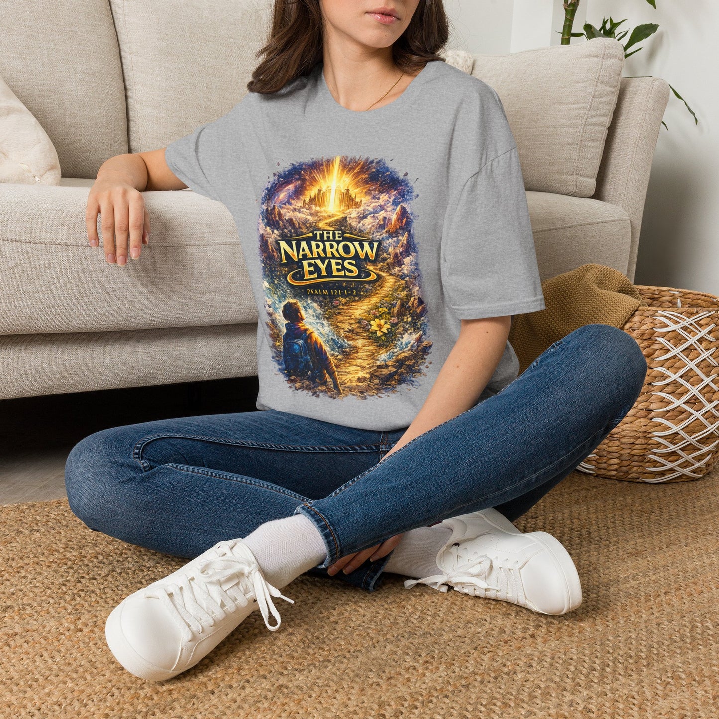 The Narrow Eyes Fantasy T-Shirt — Epic Castle & Mystical Path Graphic Tee