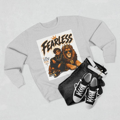 Fearless Lion Crewneck Sweatshirt — "Be Strong and Courageous" Inspirational Graphic