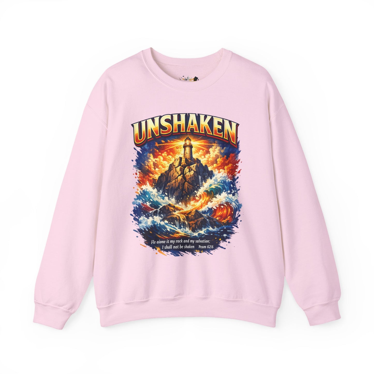 Unshaken Lighthouse Crewneck Sweatshirt — Inspirational Nautical Graphic