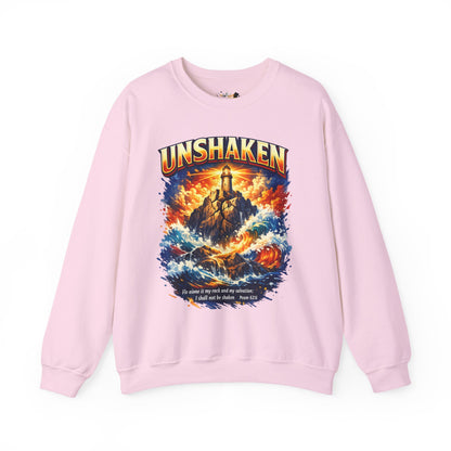 Unshaken Lighthouse Crewneck Sweatshirt — Inspirational Nautical Graphic