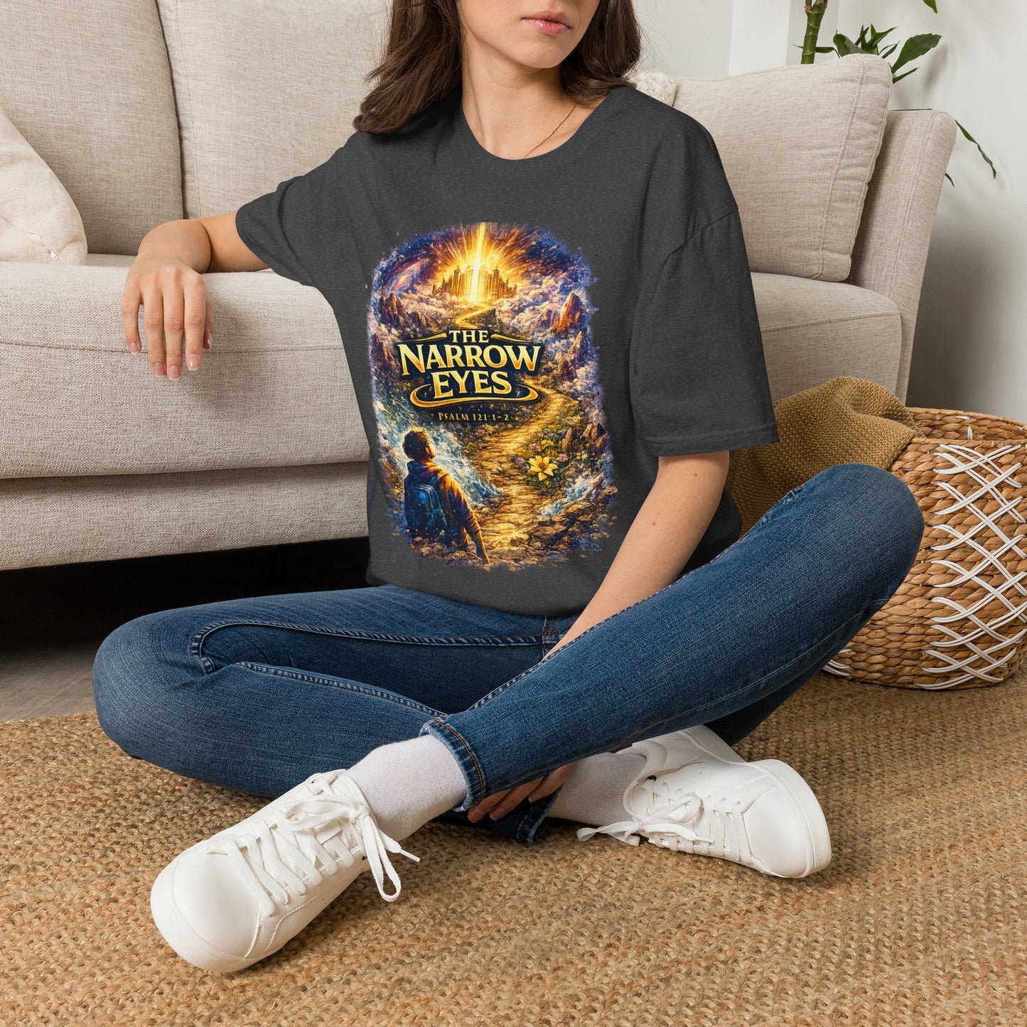 The Narrow Eyes Fantasy T-Shirt — Epic Castle & Mystical Path Graphic Tee