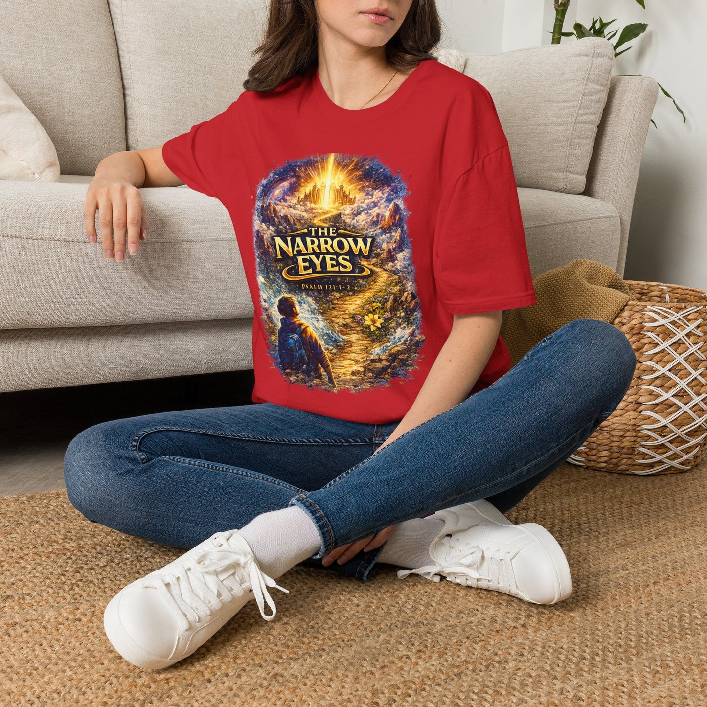 The Narrow Eyes Fantasy T-Shirt — Epic Castle & Mystical Path Graphic Tee