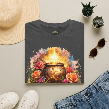 T-Shirt — "Redeemed & Restored" Glowing Cauldron Floral Graphic