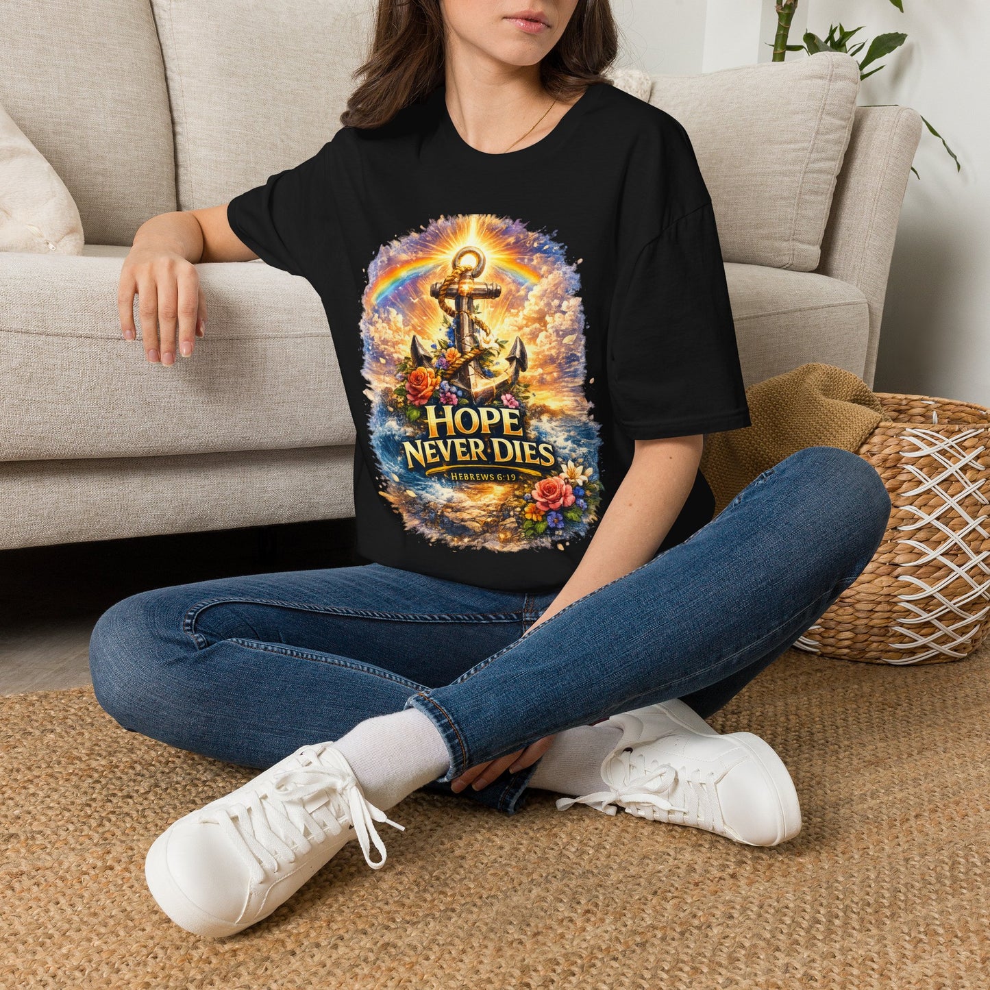 Anchor of Hope T-Shirt — "Hope Never Dies" Spiritual Nautical Tee