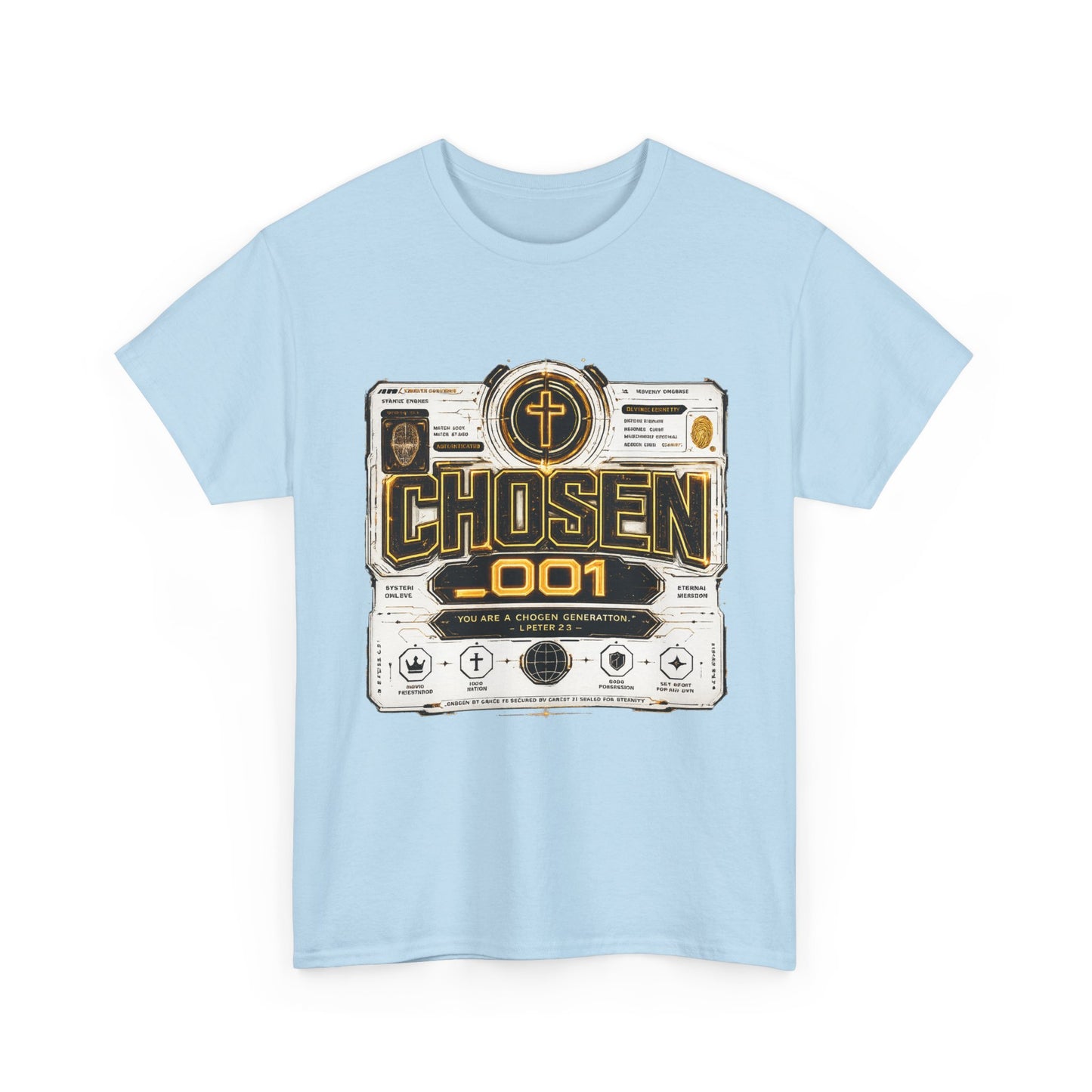 Chosen .001 Graphic Tee — Faith-Inspired Vintage Tech Design