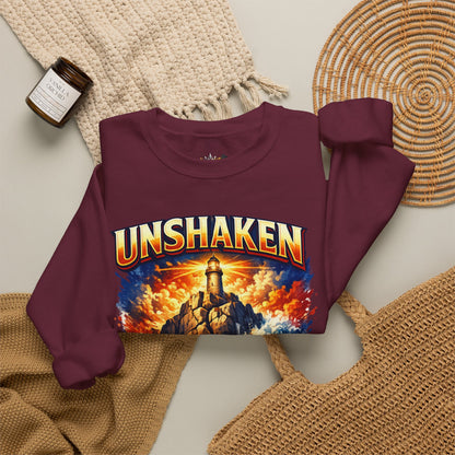 Unshaken Lighthouse Crewneck Sweatshirt — Inspirational Nautical Graphic
