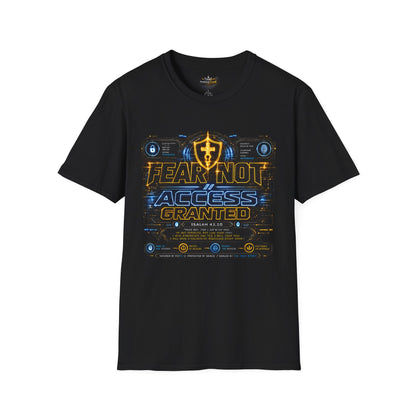 Fear Not Access T-Shirt — Futuristic Guardian Graphic Tee