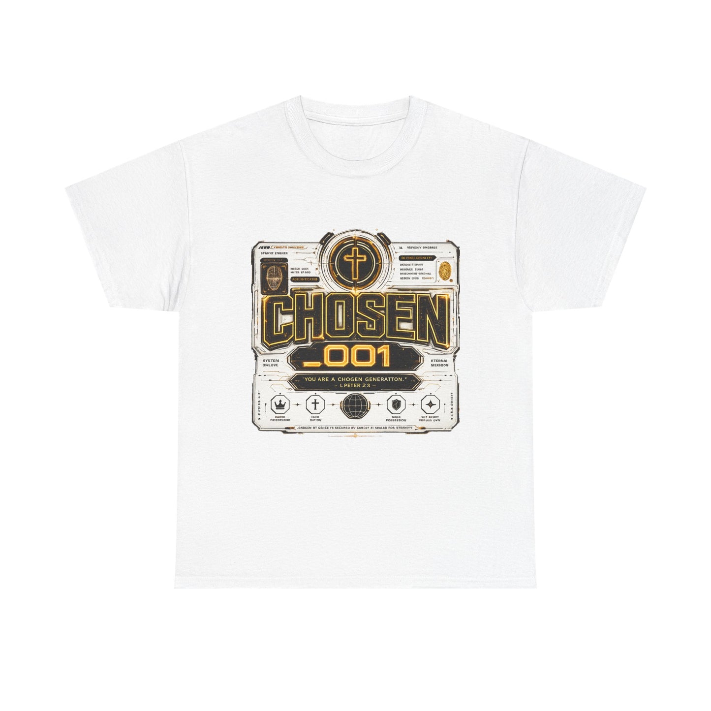 Chosen .001 Graphic Tee — Faith-Inspired Vintage Tech Design