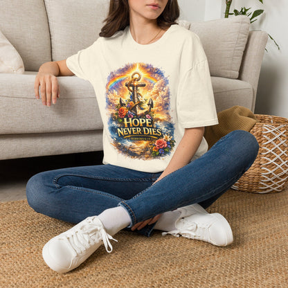 Anchor of Hope T-Shirt — "Hope Never Dies" Spiritual Nautical Tee
